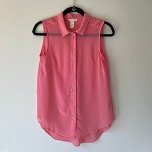 H&M sleeveless button-up, women’s, size: 4, color: pink